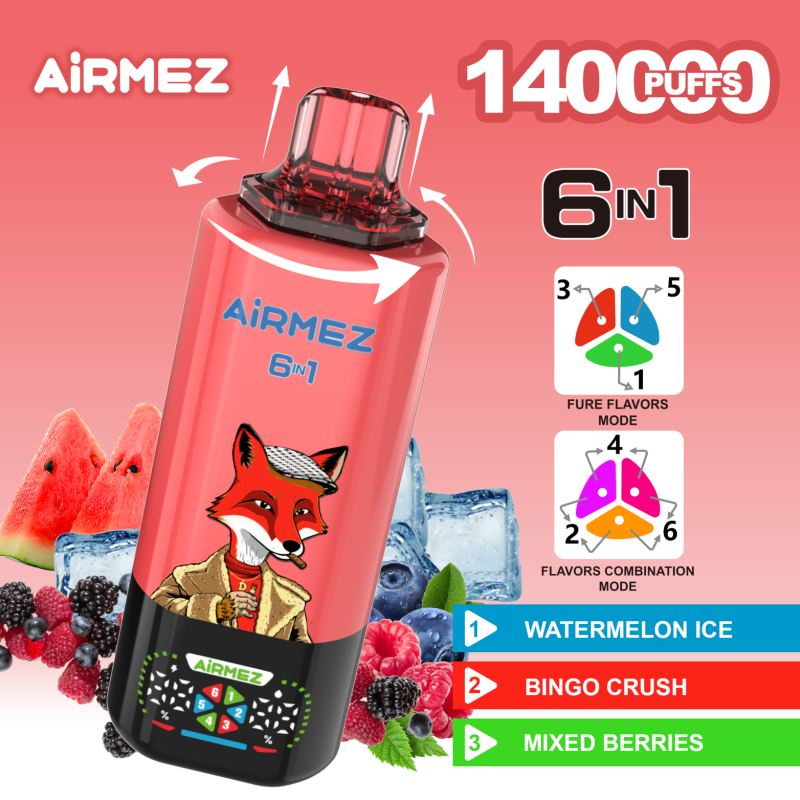 Airmez 140k 6in1-WATERMELON ICE,BINGO CRUSH,MIXED BERRIES