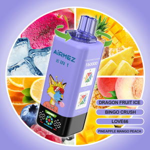 Airmez FOX 160K 8in1-DRAGON FRUIT ICE ，BINGO CRUSH ，LOVE66 ，PINEAPPLE MANGO PEACH