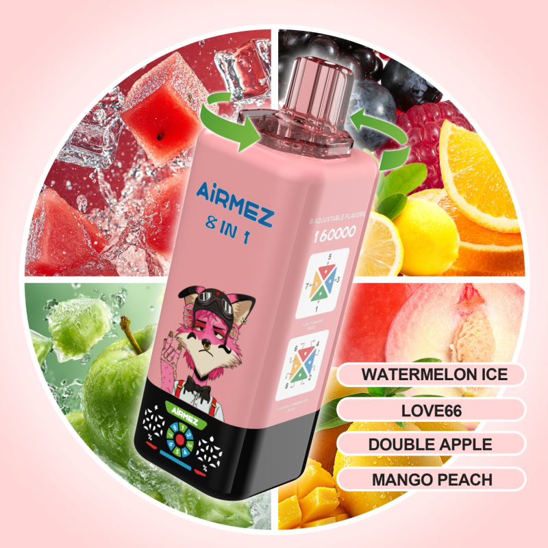 Airmez FOX 160K 8in1-WATERMELON ICE ，LOVE66 ，DOUBLE APPLE ，MANGO PEACH