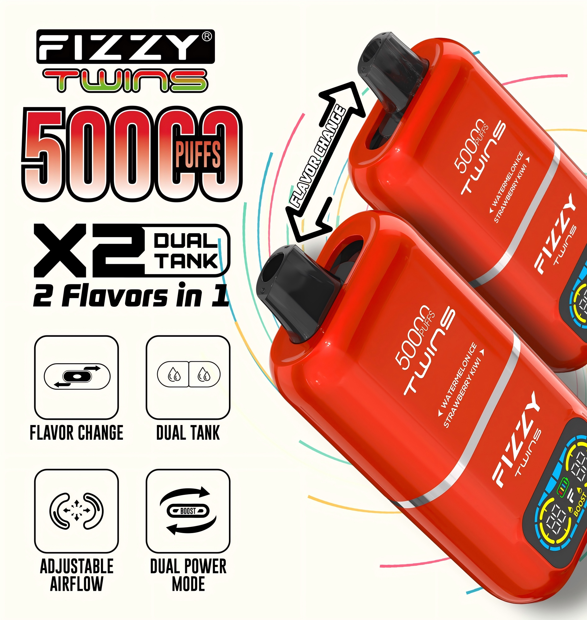 Fizzy 50000 PUFF(2 in 1)Twins