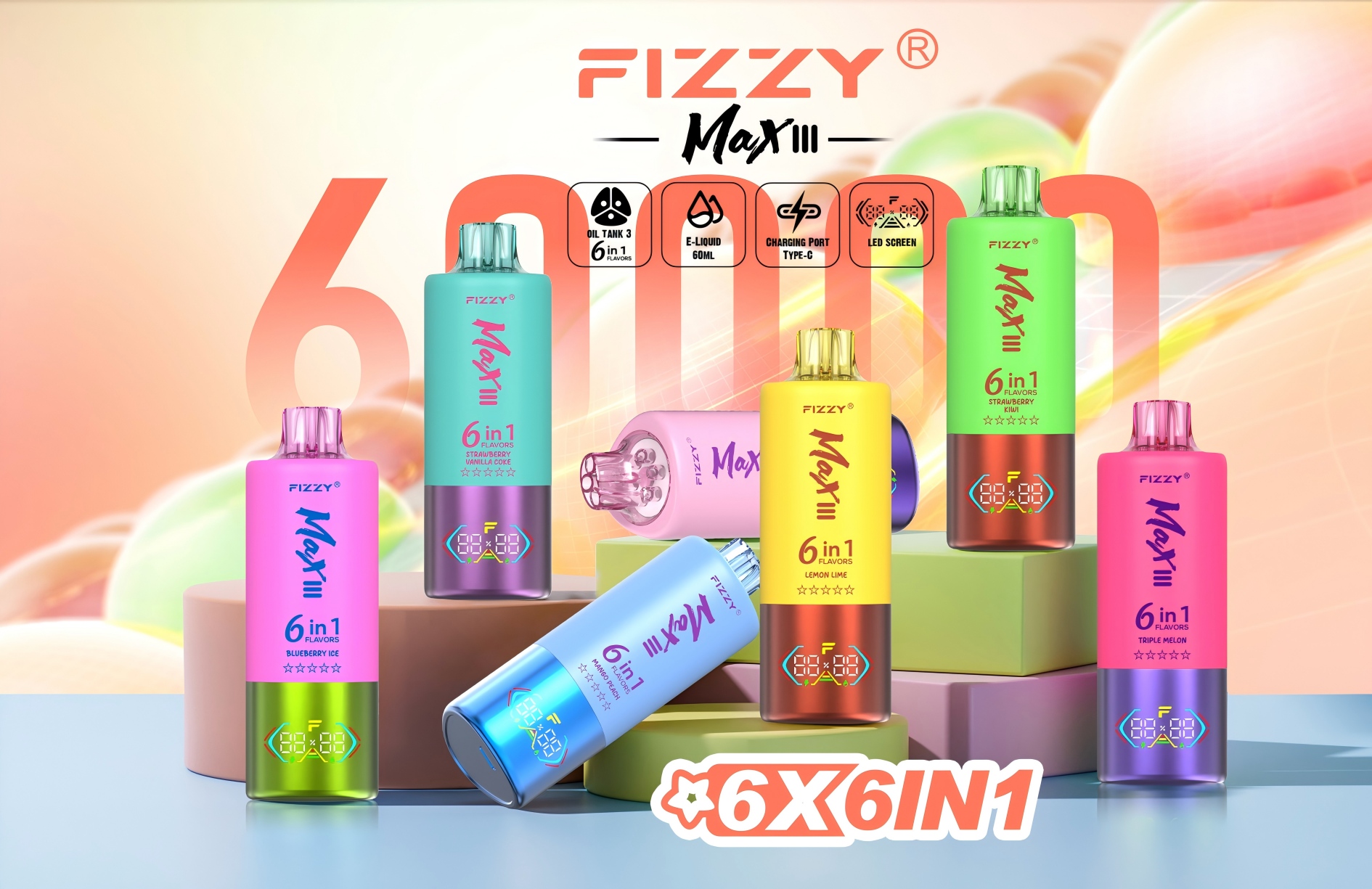 Fizzy 60000 PUFF(6 in 1)Max Ill