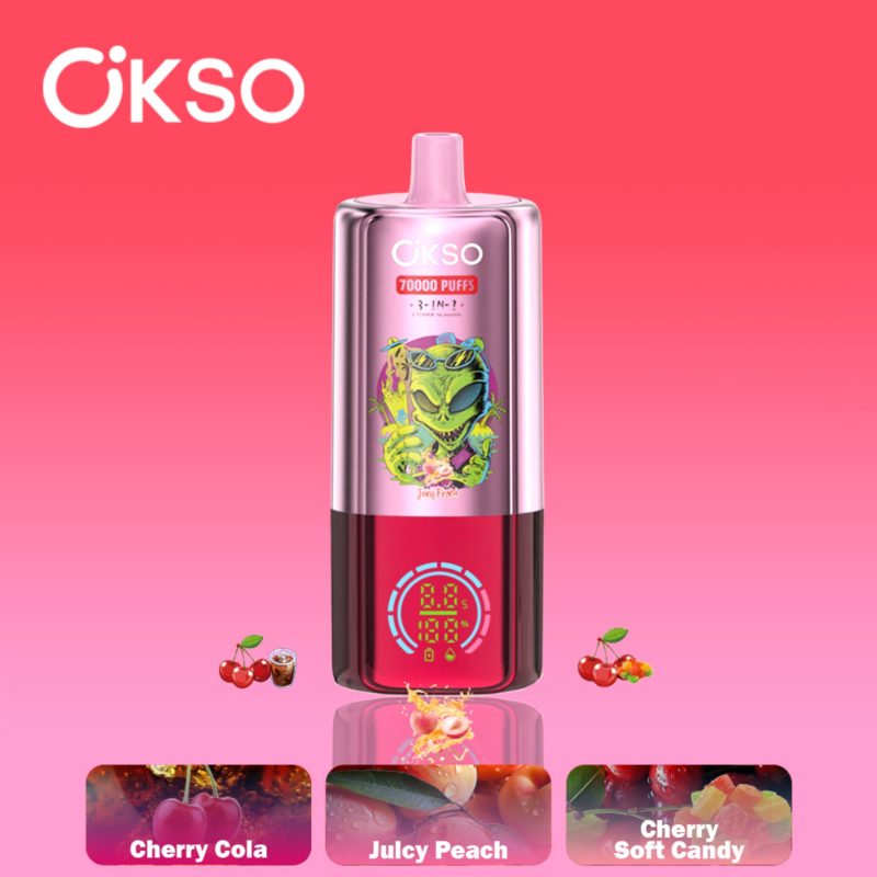 OKSO 3in1 70k-Juicy Peach汁&Cherry Cola&Cherry Soft Candy