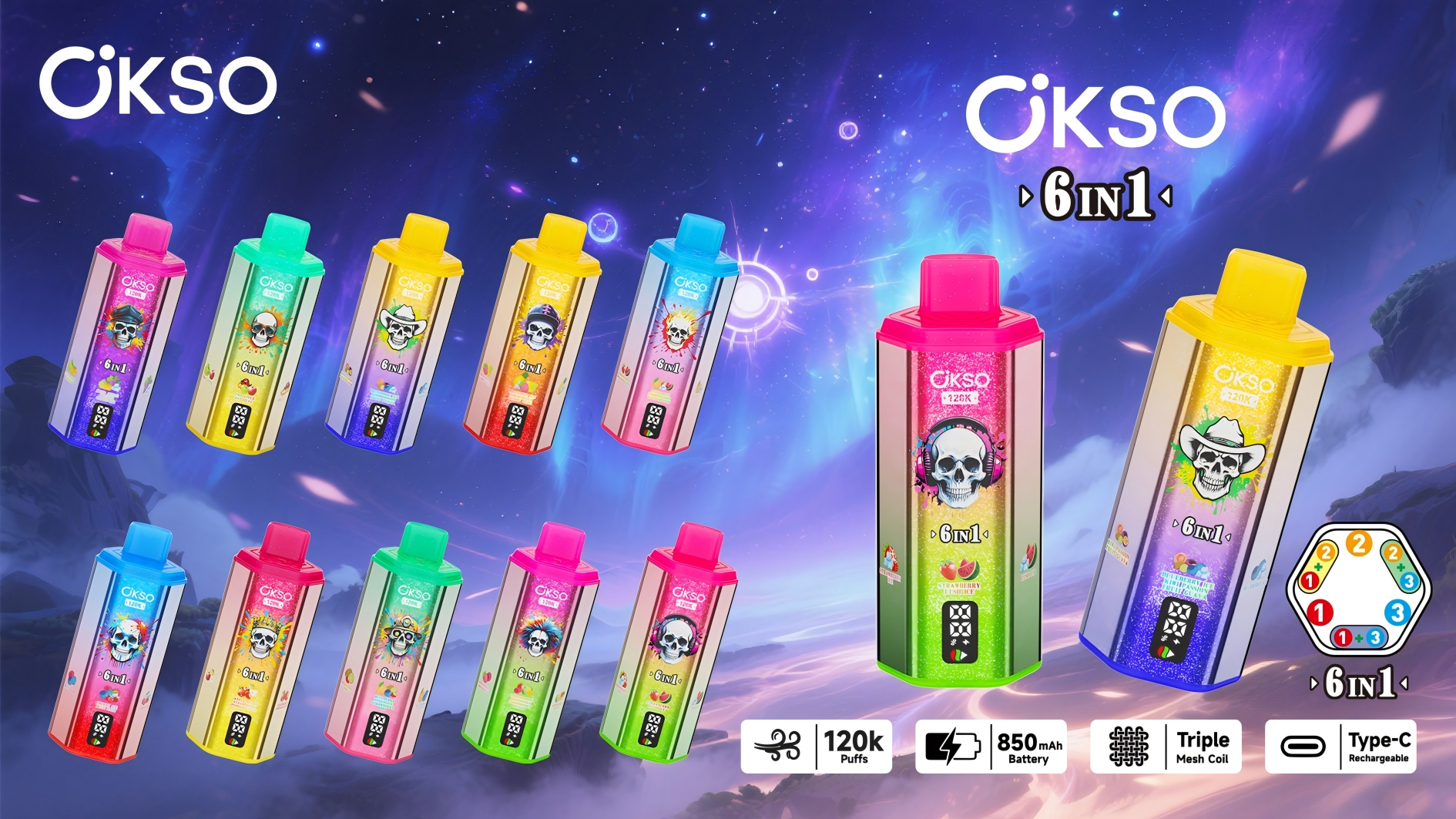 OKSO 6in1 120k puffs