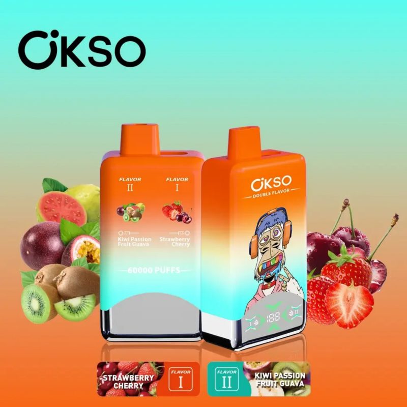 OKSO Double Flavor 60k-Strawberry Cherry & Kiwi Passion Fruit Guava