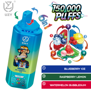 UZY 6 IN 1 150K Züge – Blaubeere Eis Himbeere Zitrone Wassermelone Kaugummi