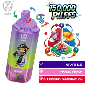 UZY 6 IN 1 150K Züge – Traube Eis Mango Pfirsich Blaubeere Wassermelone