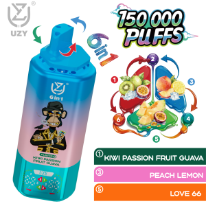 UZY 6 IN 1 150K Züge – Kiwi Passionsfrucht Guave Pfirsich Zitrone Love 66