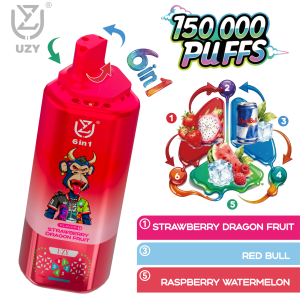 UZY 6 IN 1 150K Züge – Erdbeere Drachenfrucht Red Bull Himbeere Wassermelone