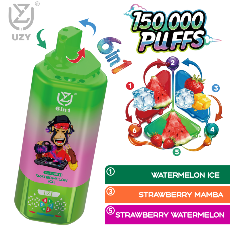 UZY 6 IN 1 150K Züge – Wassermelone Eis Erdbeere Mamba Erdbeere Wassermelone
