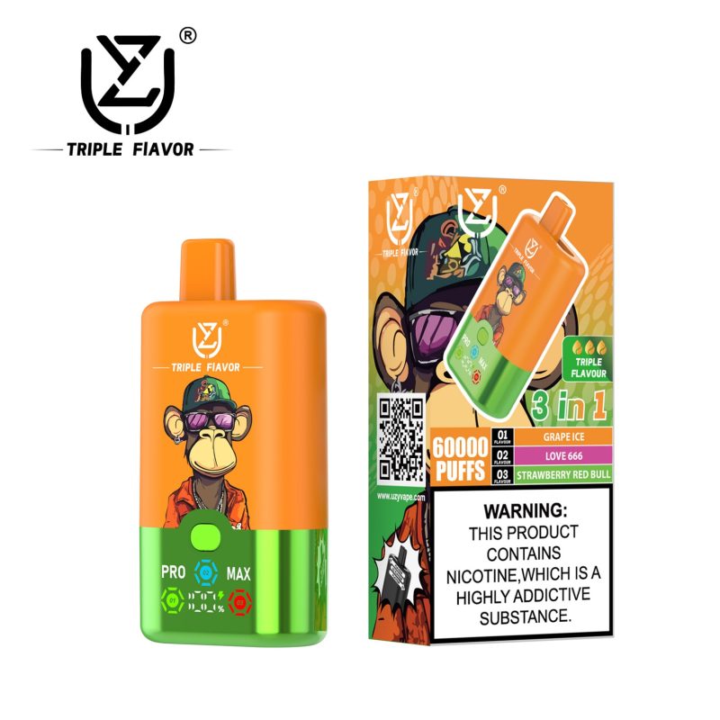 UZY Tpriple Flavors 60K - Traube Eis Love 666 (Passionsfrucht Melone) Erdbeere Red Bull