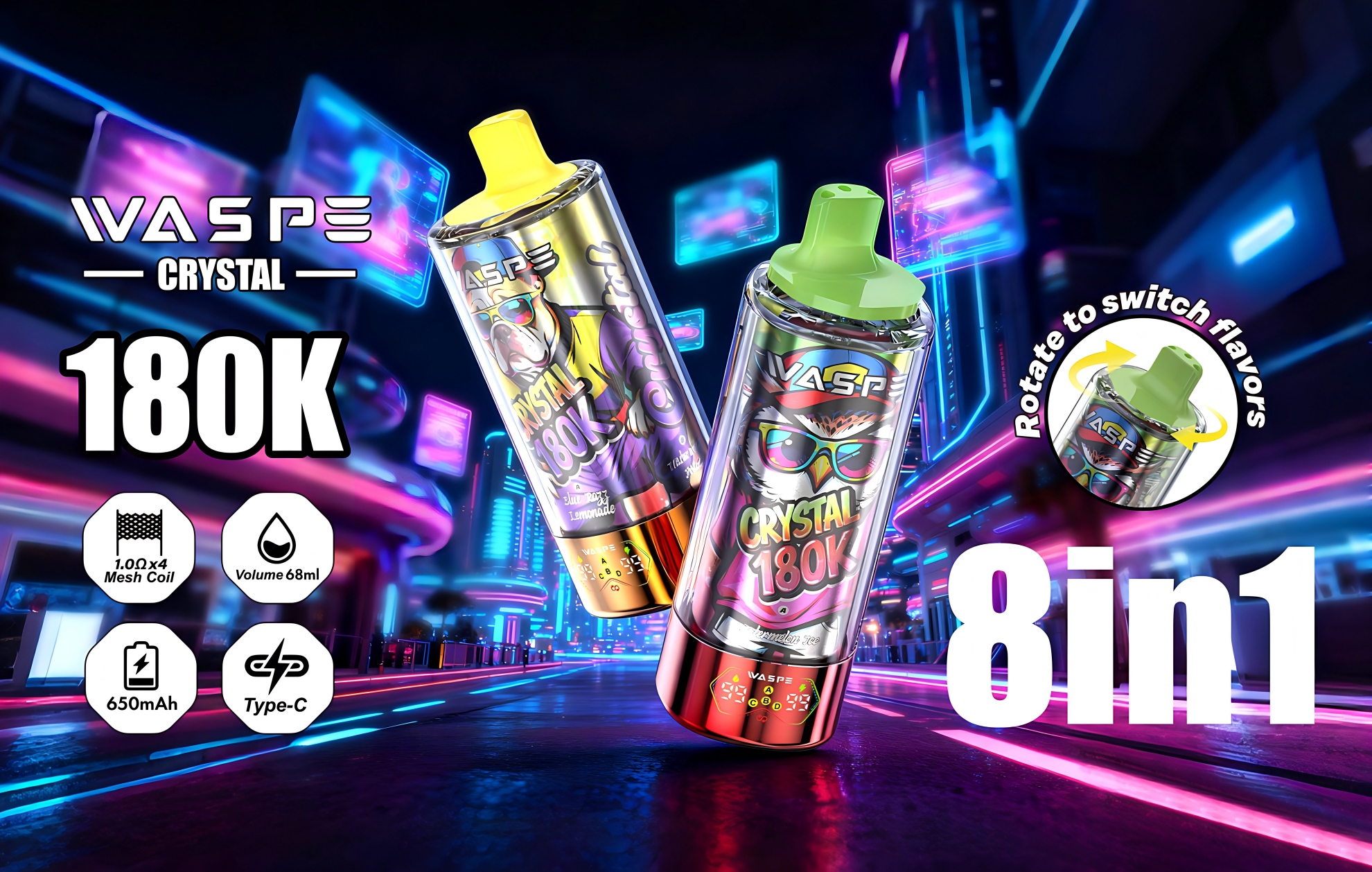 WASPE 8 in 1 Crystal 180K PUFFS