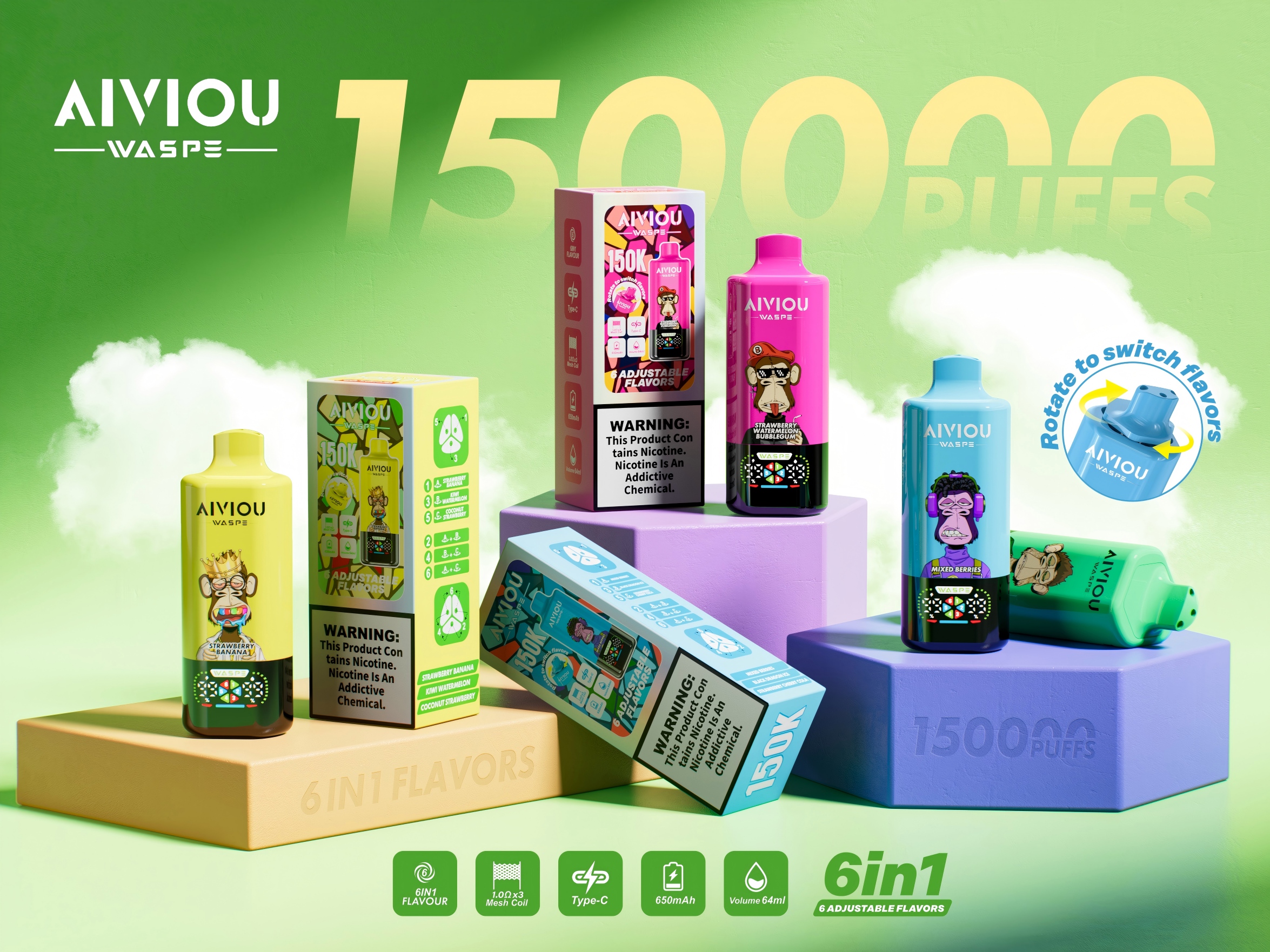 WASPE Aiviou 6 in 1 150K PUFFS