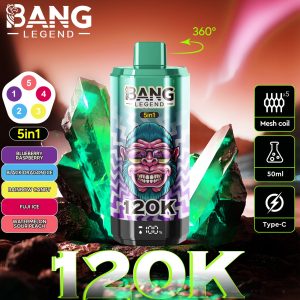 Bang 120000 Züge 5 in 1 Vape-Blaubeere Himbeere-Schwarzes Drachen Eis-Regenbogen Bonbon-Fuji Eis-Wassermelone saurer Pfirsich-Einweg Vape