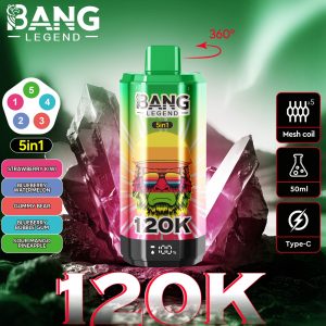 Bang 120000 Züge 5 in 1 Vape-Erdbeere Kiwi-Blaubeere Wassermelone-Gummibär-Blaubeere Kaugummi-Saure Mango Ananas-Einweg Vape