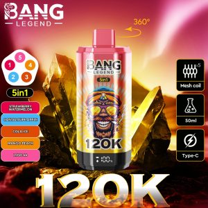 Bang 120000 Züge 5 in 1 Vape-Erdbeere Wassermelone-Cantaloupe Apfel-Cola Eis-Mango Pfirsich-Liebe 66-Einweg Vape