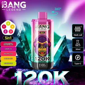 Bang 120000 Züge 5 in 1 Vape-Erdbeere Wassermelone-Traube Eis-Roter Mojito-Banane Eis-Zitrone Limette-Einweg Vape