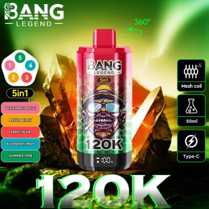 Bang 120000 Züge 5 in 1 Vape-Wassermelone Eis-Gemischte Beeren-Apfel Bär-Blaubeere Minze-Sommerzeit-Einweg Vape