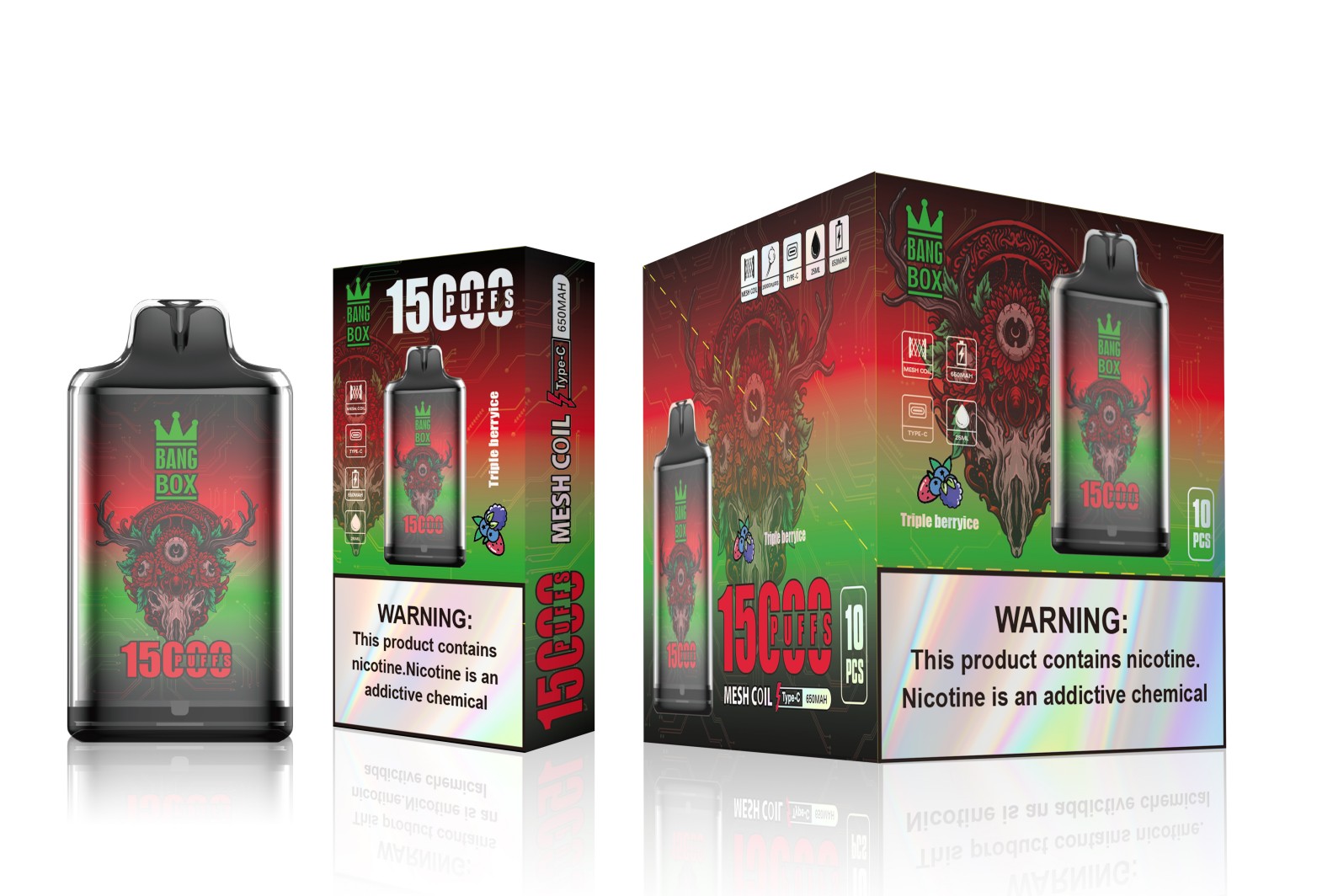 bang box 15000 puffs- triple berry ice