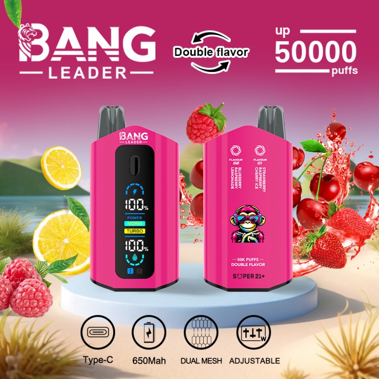 Bang Leader 50k Puffs-Blueberry Raspberry Lemonade Strawberry Raspberry Cherry Ice