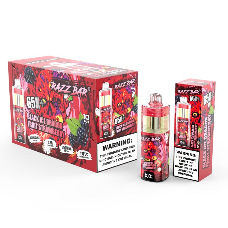 Razz bar 65K+puffs-Black lce Dragon Fuit Strawberry