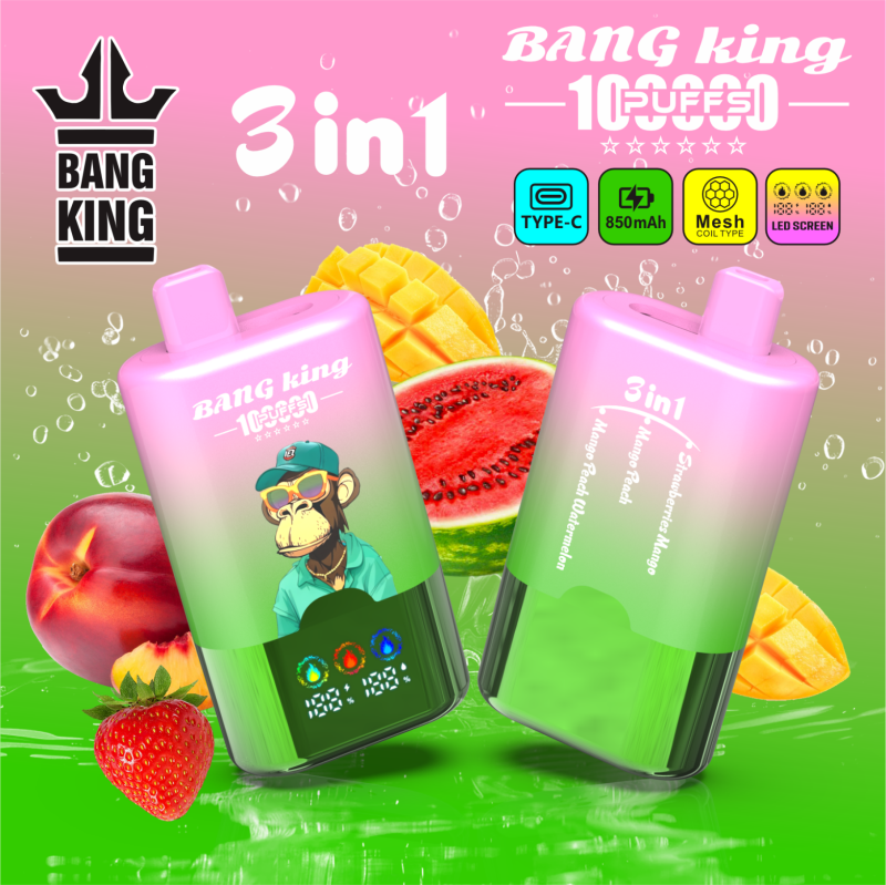 BANG KING 100K PUFF 3in1-strawberries mango & mango peach & mango peach watermelon