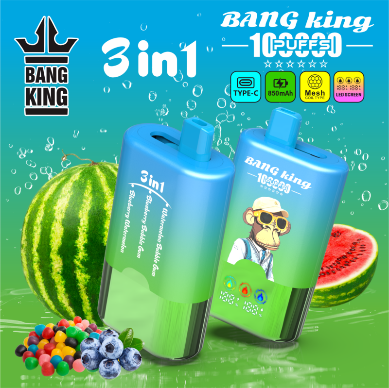 BANG KING 100K PUFF 3in1-watermelon bubblegum & blueberry bubblegum & blueberry watermelon