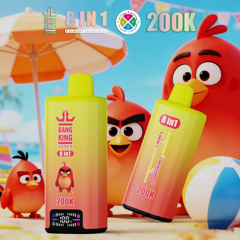 BANG KING 200K 8in1-Peach Mango WatermelonRed BullStrawberry Red BullStrawberry Kiwi
