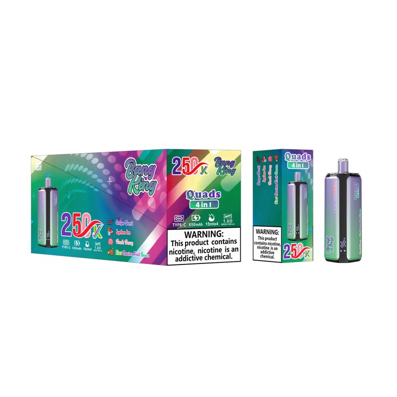 BANG KING 250K 4in1-Grape Burst Lychee Ice Peach Berry Kiwi Passion Fruit Guava BANG KING 250K 4in1-Grape Burst Lychee Ice Peach Berry Kiwi Passion Fruit Guava