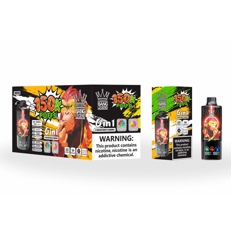 BANG LEGEND 150K 6in1-banana icestrawberry bananacitric acid orangebanana ice strawberry bananabanana ice citric acid orangestrawberry banana citric acid orange