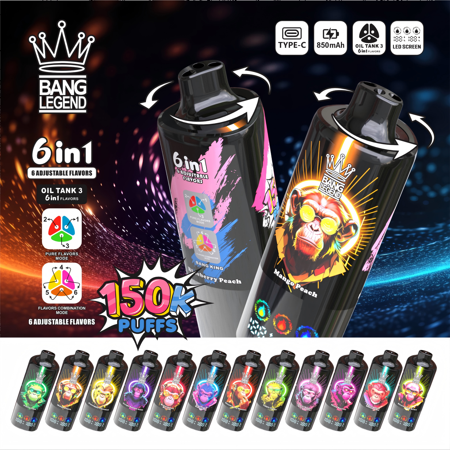 BANG LEGEND 150K puff 6in1