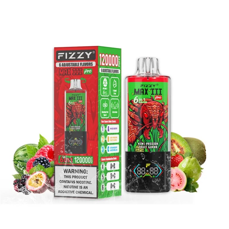 Fizzy MAX III PRO 120K PUFF (6 in 1）-Mixed Berry & Kiwi Passion Fruit Guava & Strawberry Watermelon