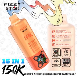 Fizzy SMART 150K PUFF (15 in 1）- Blueberry Sour Raspberry & Strawberry Watermelon & Mojito & Menthol Mint