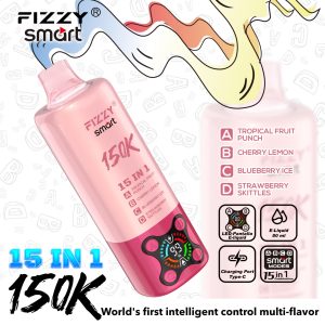 Fizzy SMART 150K PUFF (15 in 1）- Tropical Fruit Punch & Cherry Melon & Blueberry Ice & Strawberry Skittles