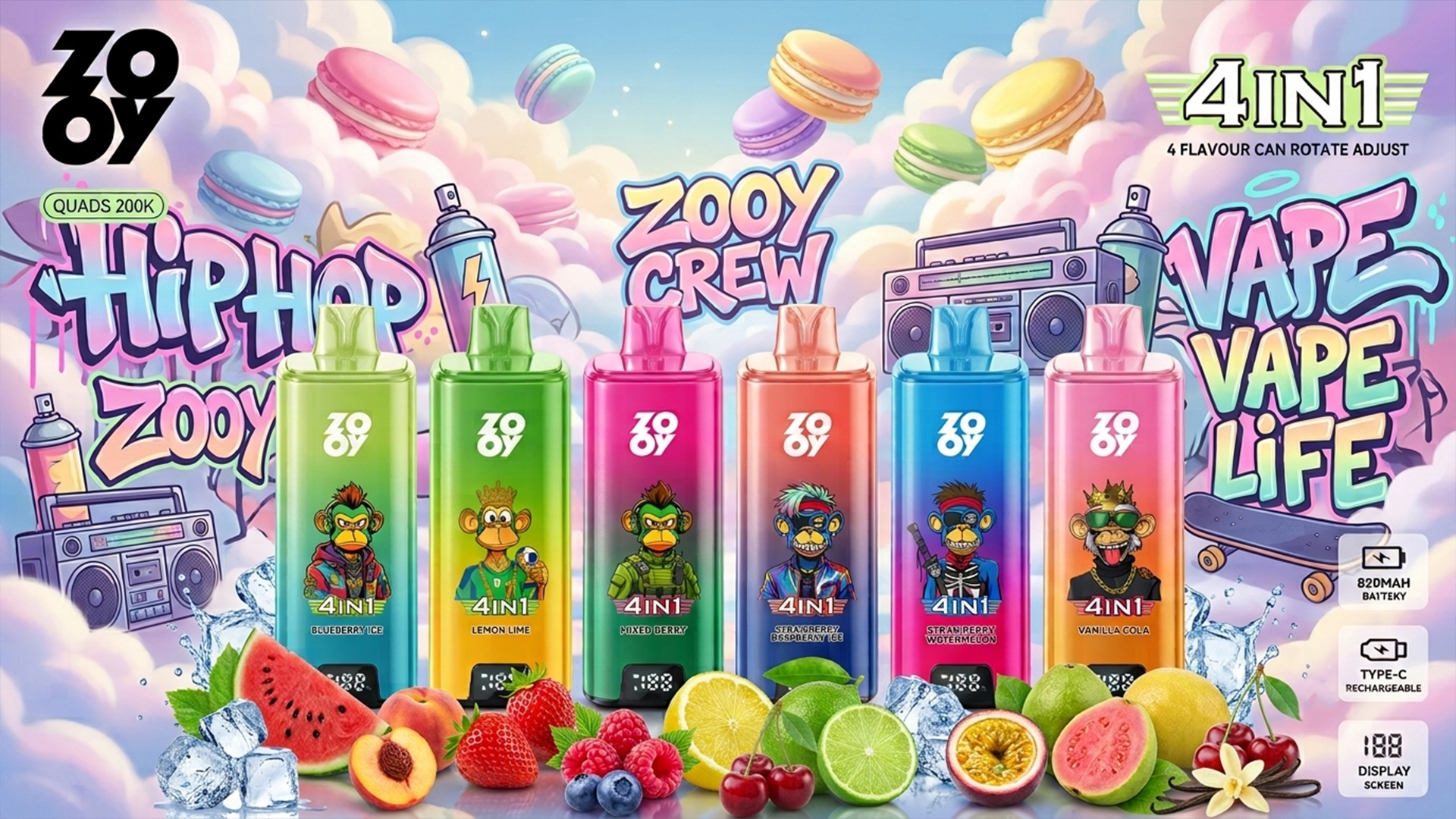 ZOOY 4in1 Quads 200k puffs ZOOY 4in1 Quads 200k puffs