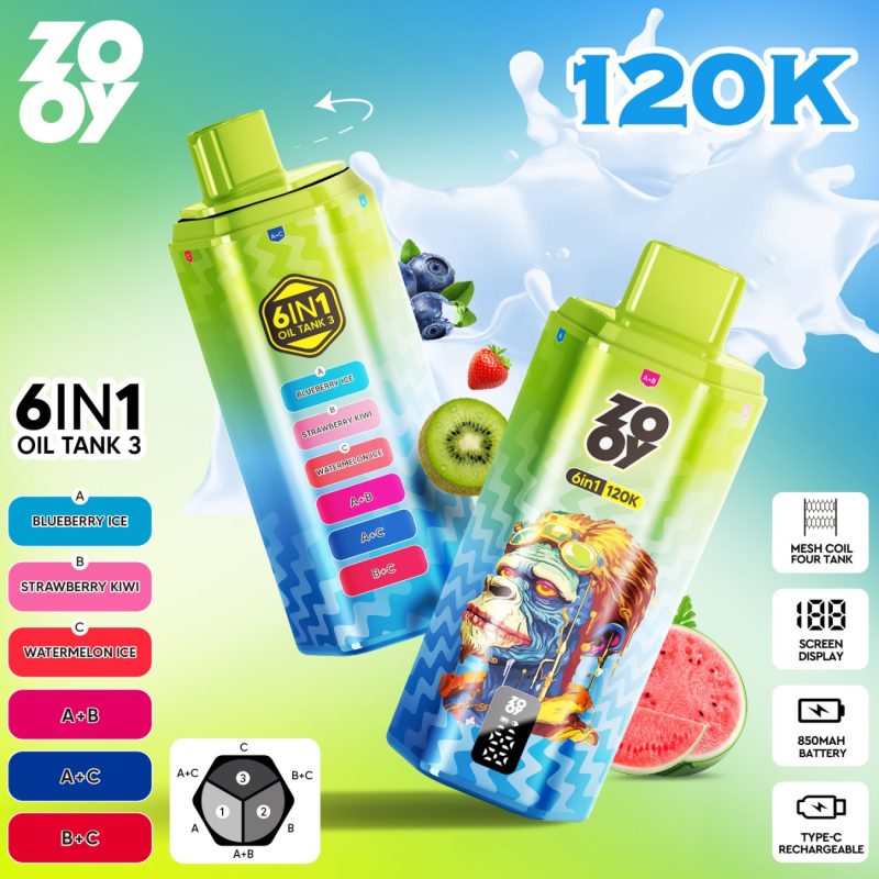 ZOOY 6IN1 120K-Blueberry Ice&Strawberry Kiwi & Watermelon Ice ZOOY 6IN1 120K-Blueberry Ice&Strawberry Kiwi & Watermelon Ice