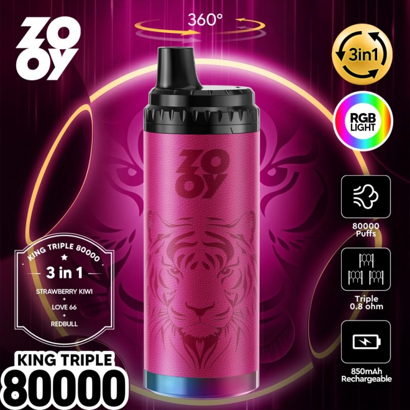 ZOOY king TRIPLE 3IN1 80K puffs-Strawberry kiwi&Love 66&Red bull ZOOY king TRIPLE 3IN1 80K puffs-Strawberry kiwi&Love 66&Red bull