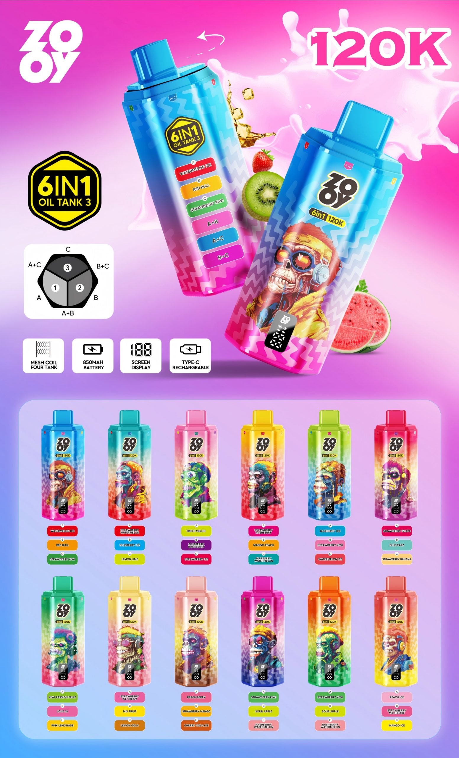 Zooy 120K puffs flavors Zooy 120K puffs flavors