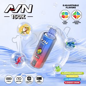 AIVONO AVN 150K PUFFS-Pineapple Coconut+Lemon Ice+Blueberry Ice+Energy Drink