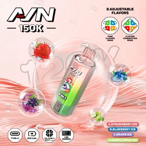 AIVONO AVN 150K PUFFS-Strawberry Ice+Blueberry Ice+Grape Ice+Green Apple Ice
