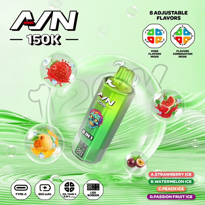 AIVONO AVN 150K PUFFS-Strawberry ice+watermelon ice+peach ice+passion fruit ice