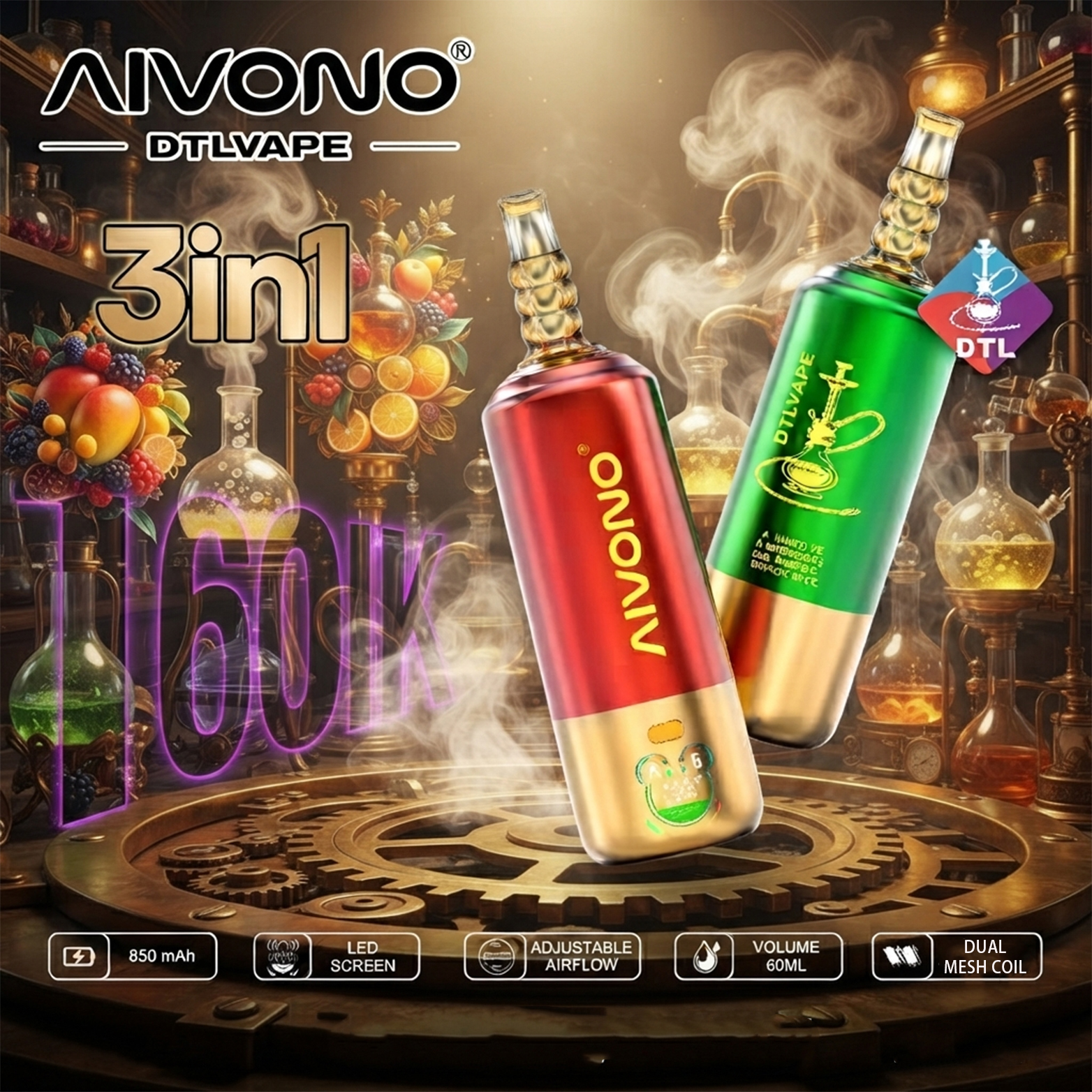 AIVONO AVN DTLVAPE 3IN1 160k PUFFS