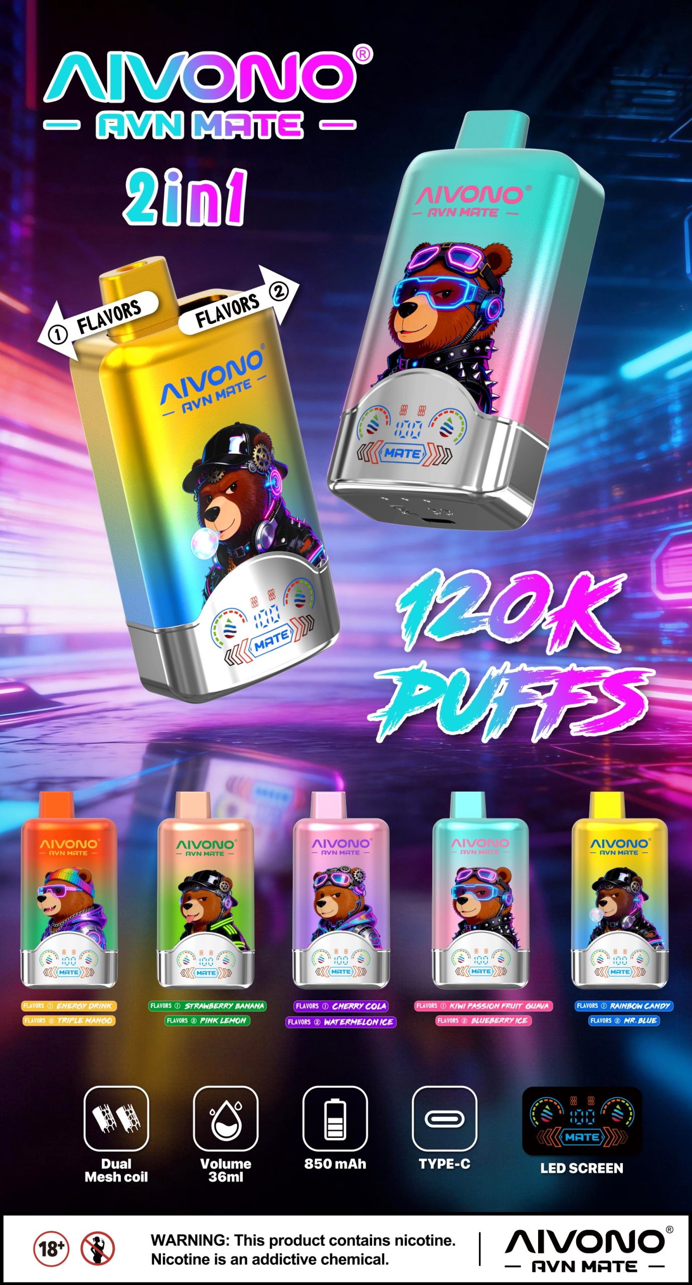 AIVONO AVN MEAT 120000 PUFFS AIVONO AVN MEAT 120000 PUFFS