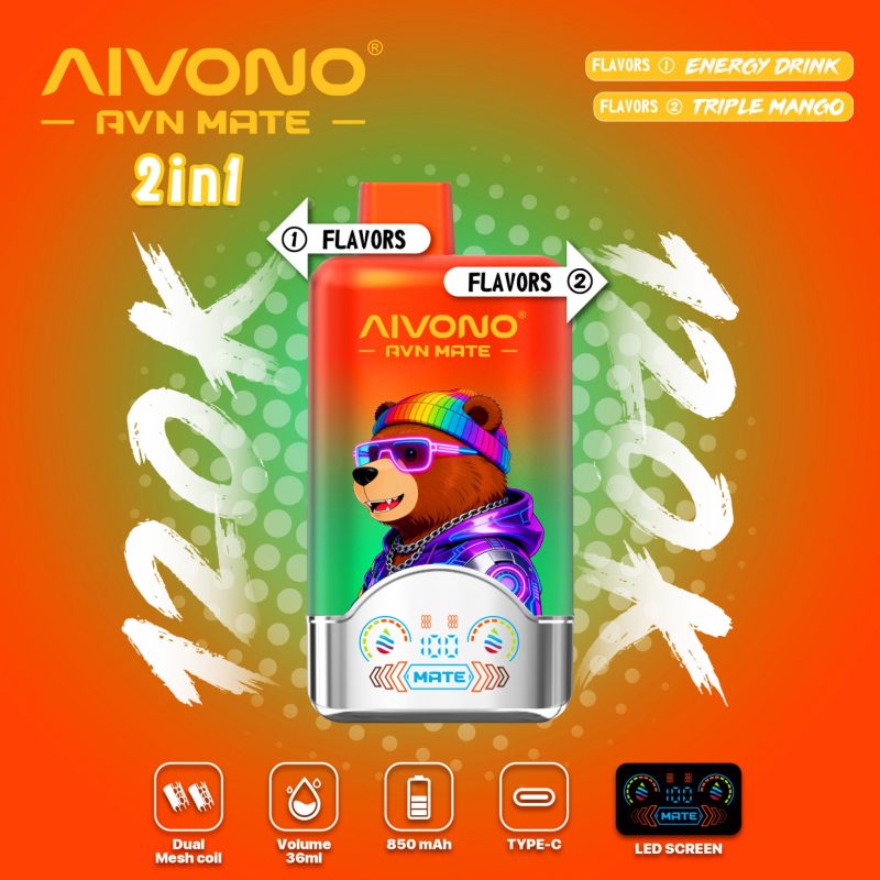 AIVONO AVN MEAT 120K PUFFS-ENERGY DRINK+TRIPLE MANGO AIVONO AVN MEAT 120K PUFFS-ENERGY DRINK+TRIPLE MANGO