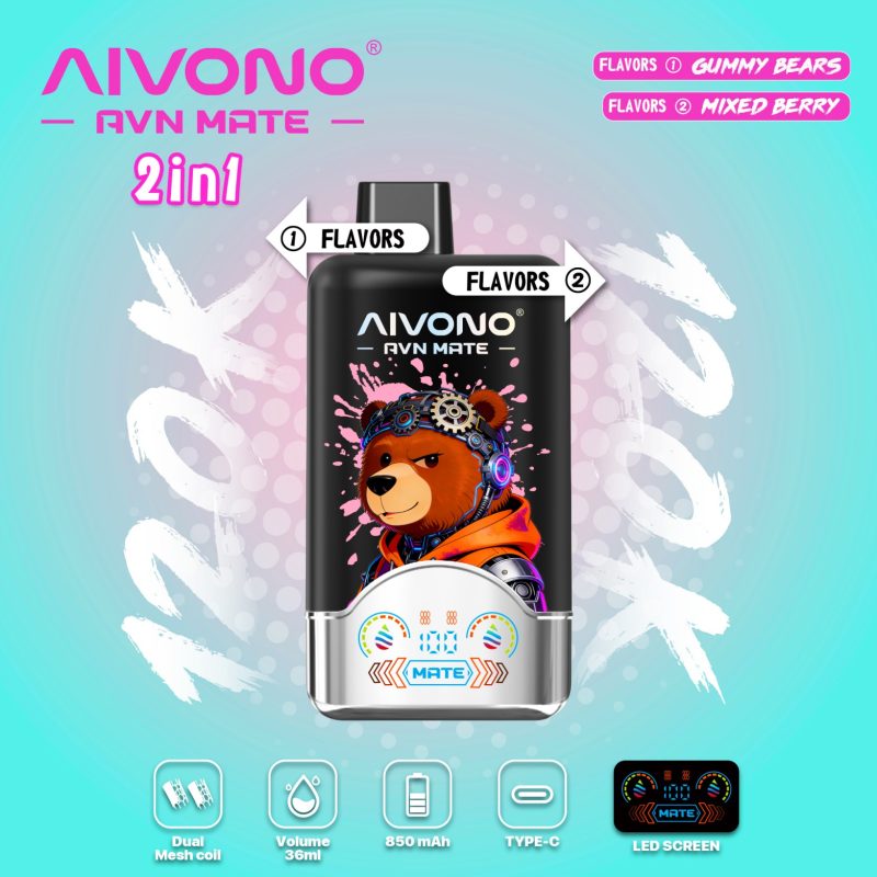 AIVONO AVN MEAT 120K PUFFS-GUMMY BEARS+MIXED BERRY AIVONO AVN MEAT 120K PUFFS-GUMMY BEARS+MIXED BERRY