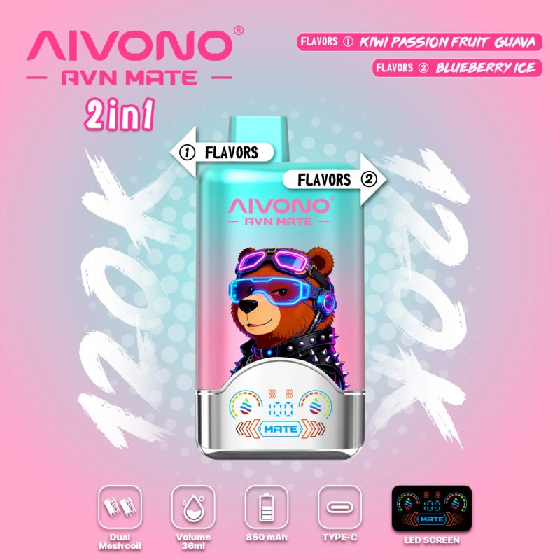 AIVONO AVN MEAT 120K PUFFS-KIWI PASSION FRUIT GUAVA+ BLUEBERRY ICE AIVONO AVN MEAT 120K PUFFS-KIWI PASSION FRUIT GUAVA+ BLUEBERRY ICE
