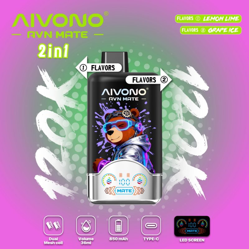 AIVONO AVN MEAT 120K PUFFS-LEMON LIME+GRAPE ICE AIVONO AVN MEAT 120K PUFFS-LEMON LIME+GRAPE ICE