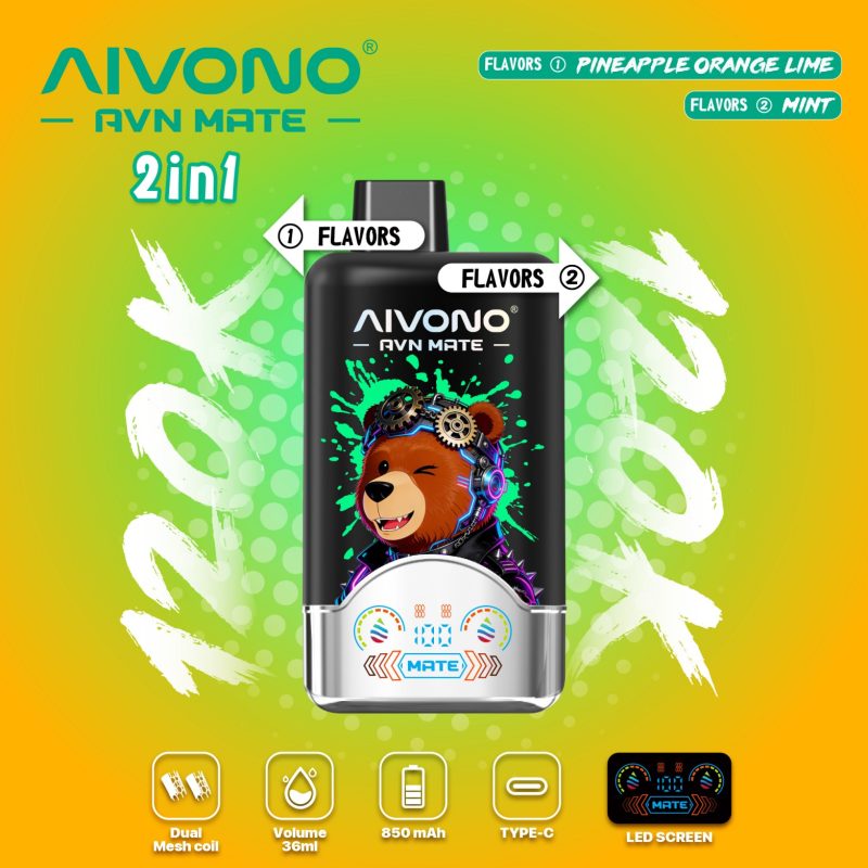 AIVONO AVN MEAT 120K PUFFS-PINEAPPLE ORANGE LIME +MINT AIVONO AVN MEAT 120K PUFFS-PINEAPPLE ORANGE LIME +MINT