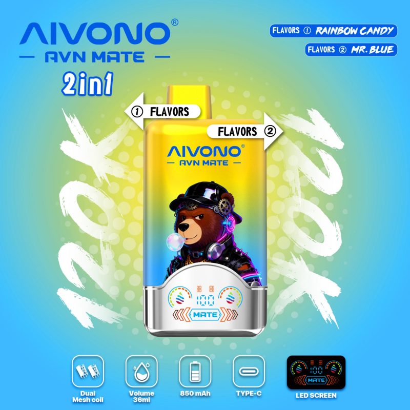 AIVONO AVN MEAT 120K PUFFS-RAINBOW CANDY+MR.BLUE AIVONO AVN MEAT 120K PUFFS-RAINBOW CANDY+MR.BLUE