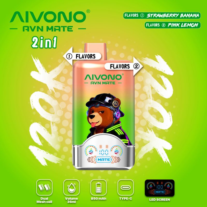 AIVONO AVN MEAT 120K PUFFS-STRAWBERRY BANANA+PINK LEMON AIVONO AVN MEAT 120K PUFFS-STRAWBERRY BANANA+PINK LEMON