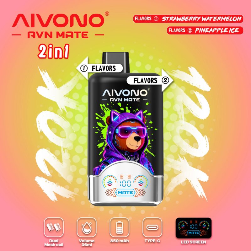 AIVONO AVN MEAT 120K PUFFS-STRAWBERRY WATERMELON+PINEAPPLE ICE AIVONO AVN MEAT 120K PUFFS-STRAWBERRY WATERMELON+PINEAPPLE ICE